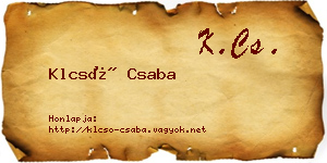 Klcsó Csaba névjegykártya
